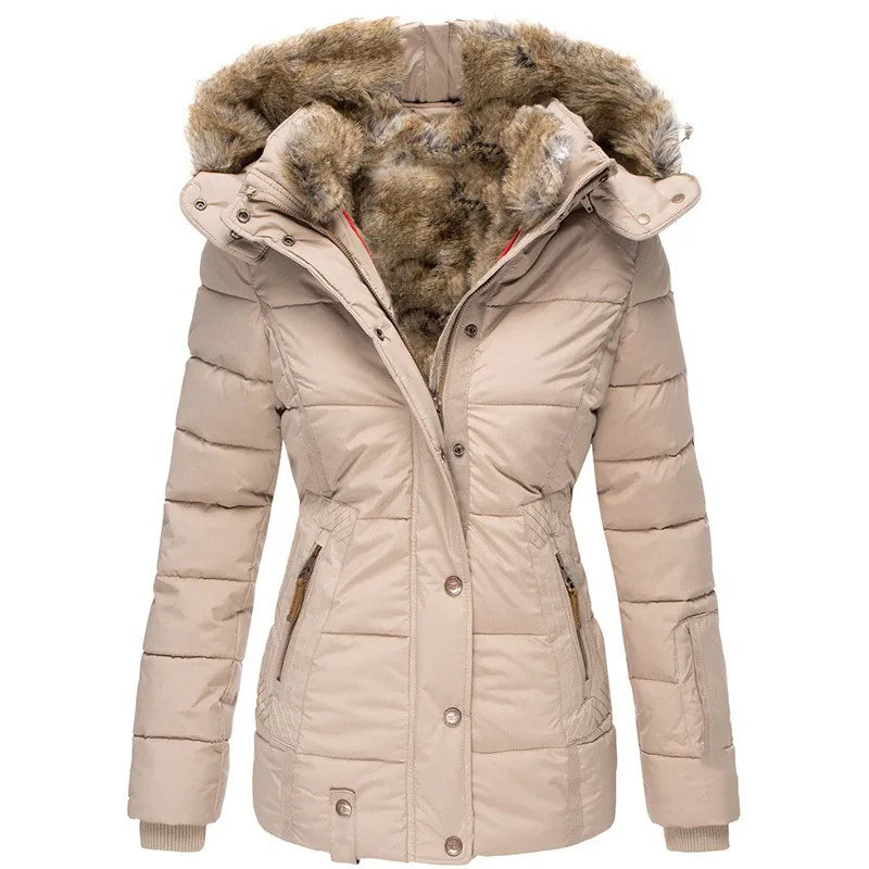 Cozy women's winter jacket. Versatile and warm insulated coat for outdoor activities and daily wear.