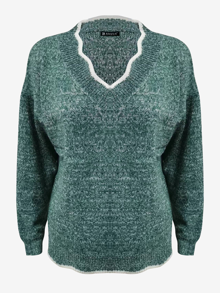 Go-to women's relaxed fit long sleeve sweatshirt, featuring a stylish notch V-neck.