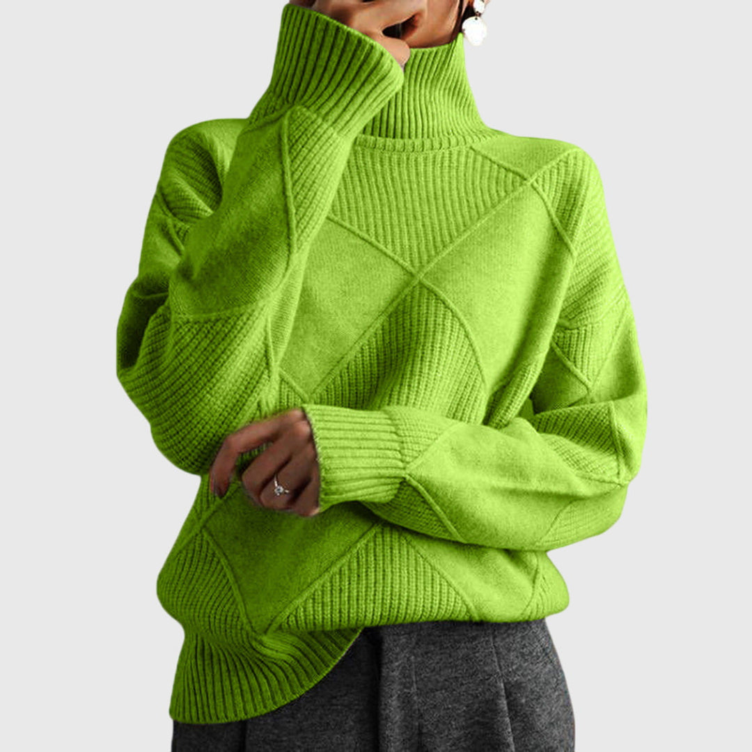 Super cozy women's roll neck jumper, relaxed fit & warm for ultimate cold weather comfort.