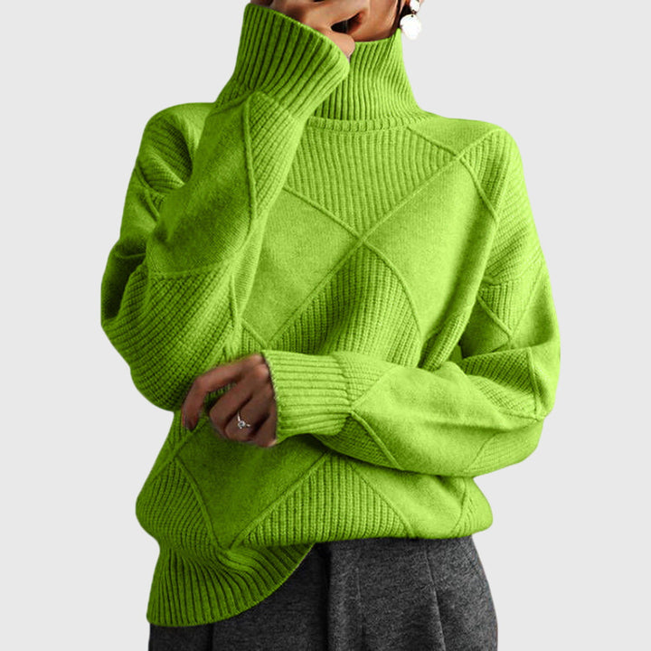 Super cozy women's roll neck jumper, relaxed fit & warm for ultimate cold weather comfort.