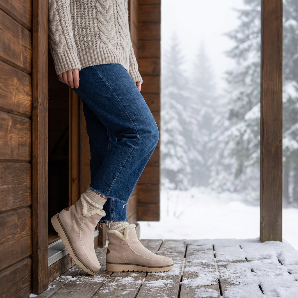 Casual women's slip-on ankle boots with a cozy lining, ideal for easy autumn & winter styling.