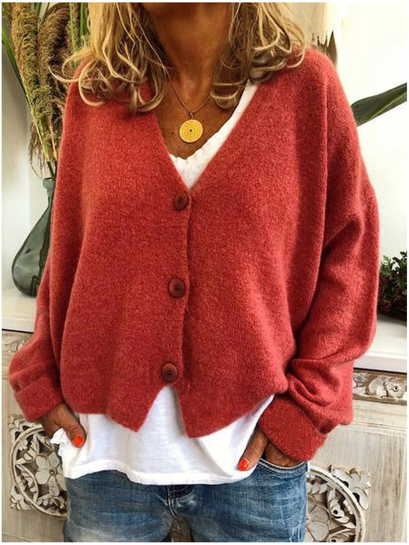 Ladies' comfy soft knit cardigan with an open front design, excellent for casual wear & layering.