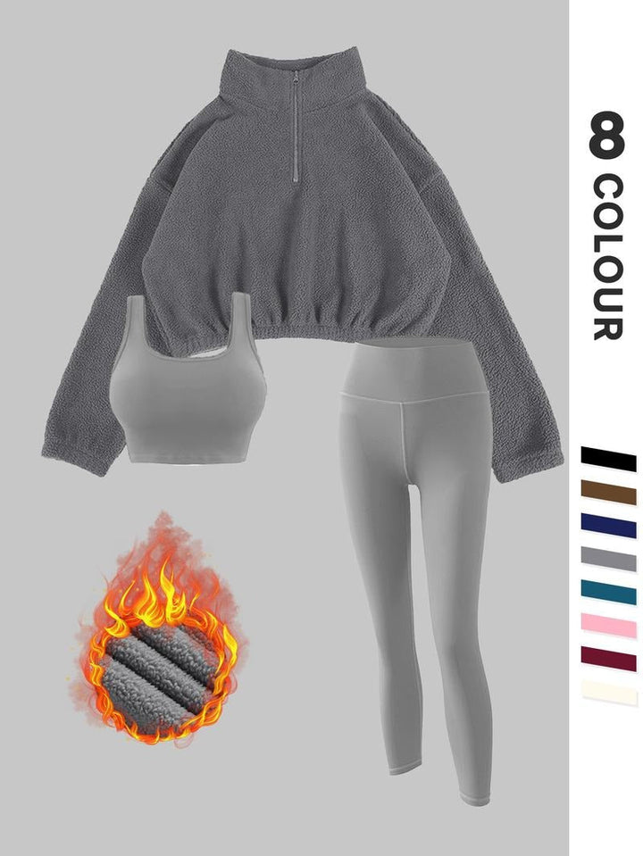 Soft pink thermal fleece loungewear set for women, ideal for cozy activewear and everyday comfort