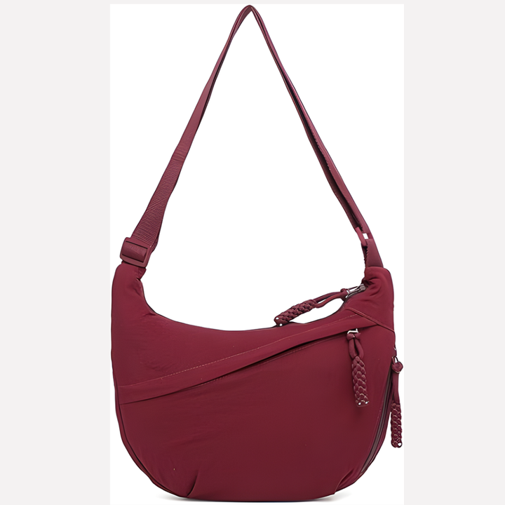 Sophisticated women's crescent handbag with elegant braided detail, ideal for daily fashion.