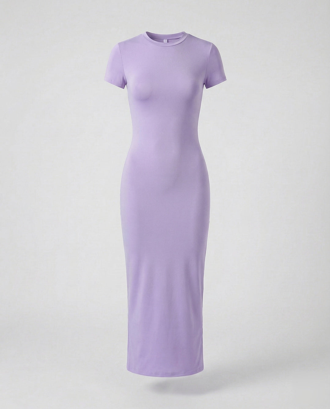 Versatile women's short sleeve bodycon maxi dress, fitted and elegant for day or evening wear.