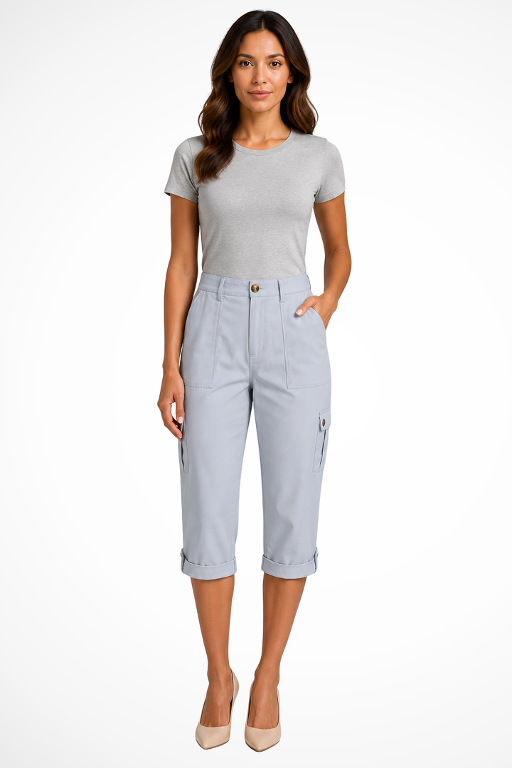 Travel-ready women's cropped cargo pants. Lightweight utility capris with multiple pockets for your essentials.