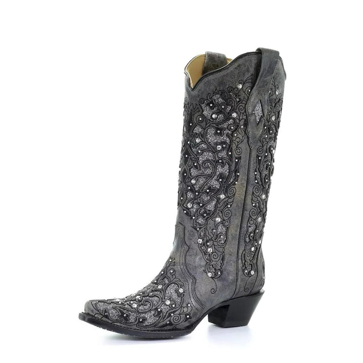 Comfortable & stylish women's sequin embroidered boots. Pointed toe, block heel, ideal for fashion-forward looks.