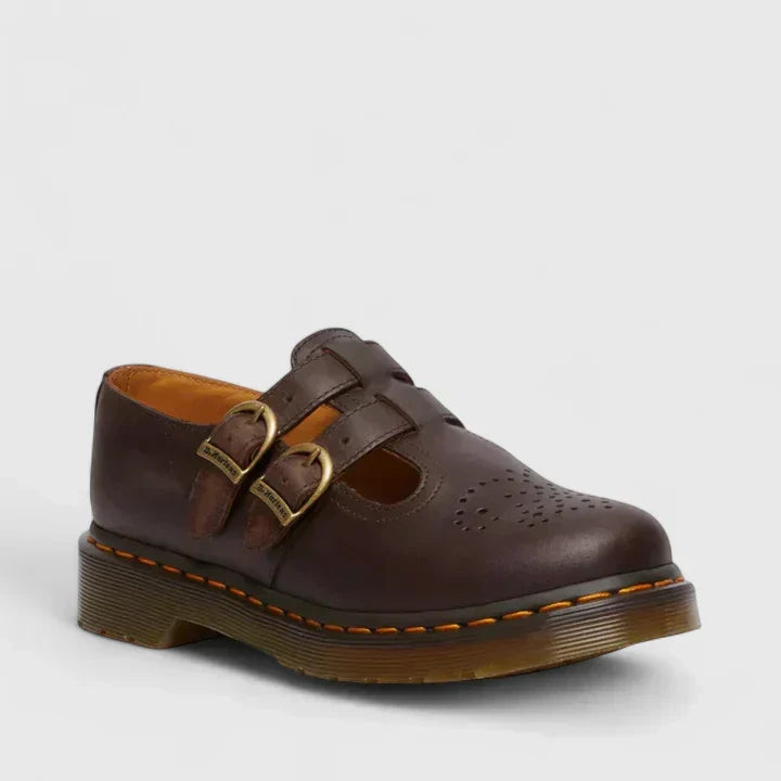 Comfortable women's Mary Jane shoes featuring unique double buckles.