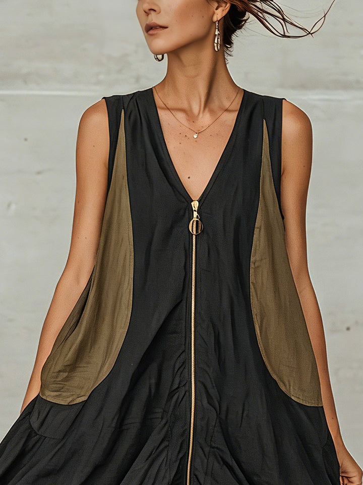 Close-up of black V-neck midi dress highlighting the intricate lace trim hem. A chic day dress for women's fashion.
