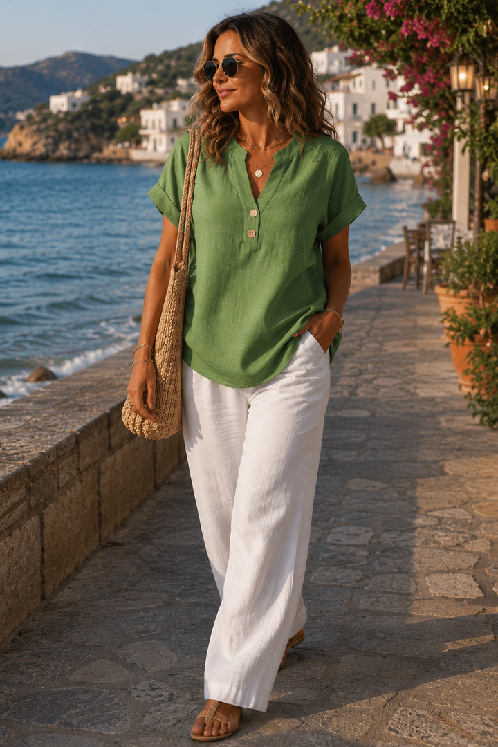 Versatile women's blouse, ideal for office casual, travel, or everyday comfort. Breathable top.