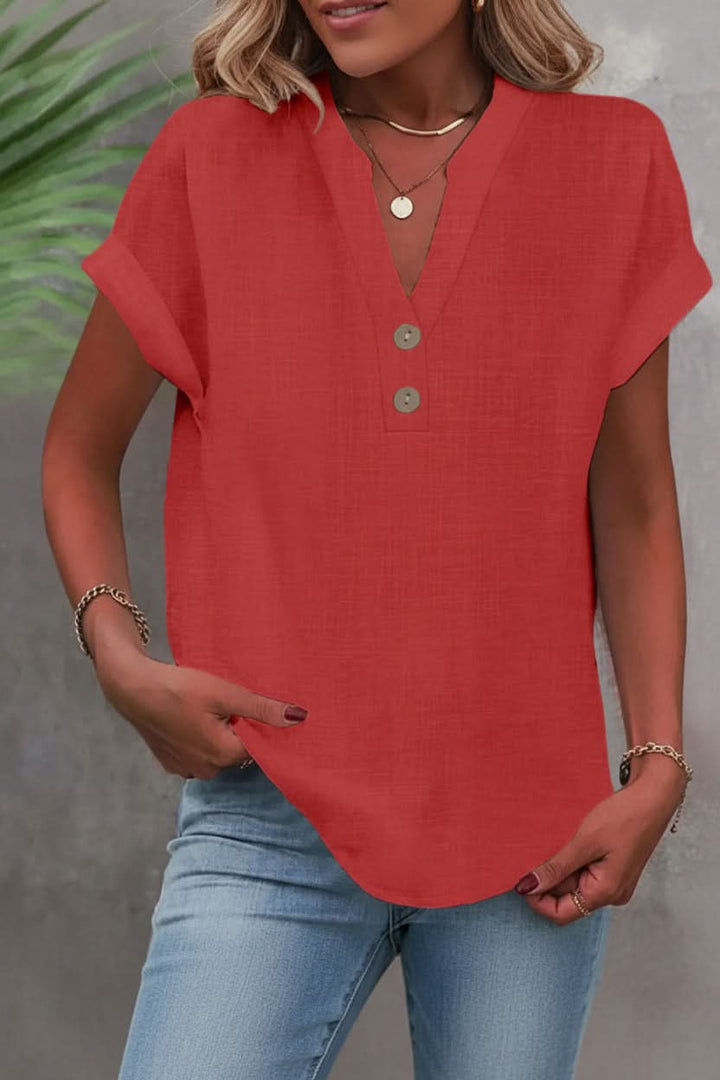 Women's breathable button detail shirt. Versatile & relaxed fit blouse for office or everyday.