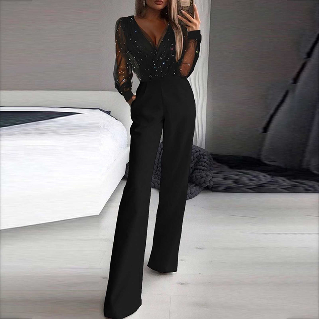 Women's effortless chic black casual jumpsuit, perfect for versatile everyday comfort and style.