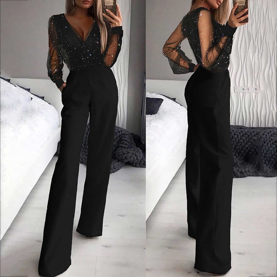 New women's black casual jumpsuit, a comfortable one-piece for chic everyday fashion and leisurewear.