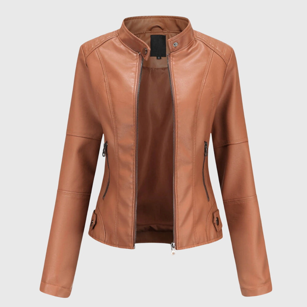 Modern women's oversized collared shacket, offering an effortless chic style. Button-front casual outerwear for comfort.
