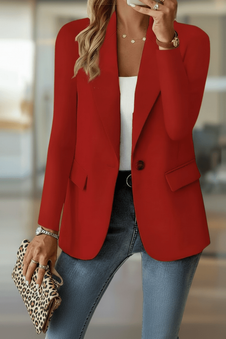 Women's effortless relaxed tailored blazer jacket, perfect for business casual office wear.