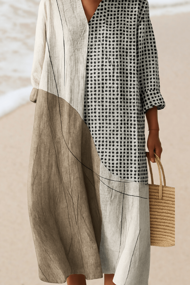 Women's Effortless Ruby Stripe Dress; modern, comfortable, & flattering. Perfect casual elegant summer/spring style.