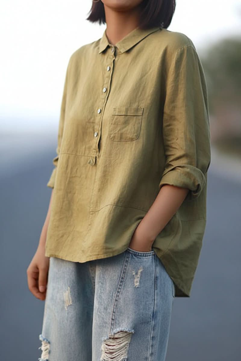 Women's effortless style long sleeve blouse, perfect for everyday comfort and versatile wear.