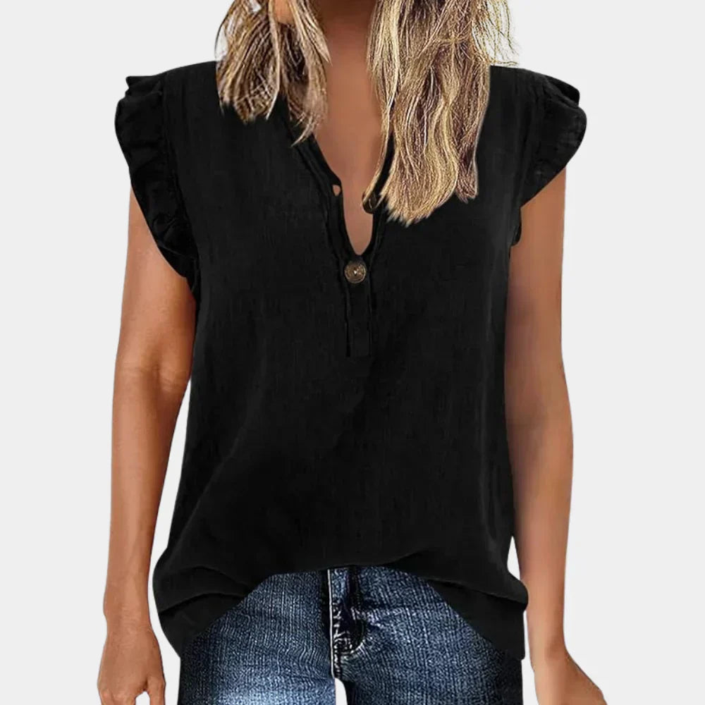 Chic women's summer top, loose fit, long sleeve with elegant button placket, great for any occasion.