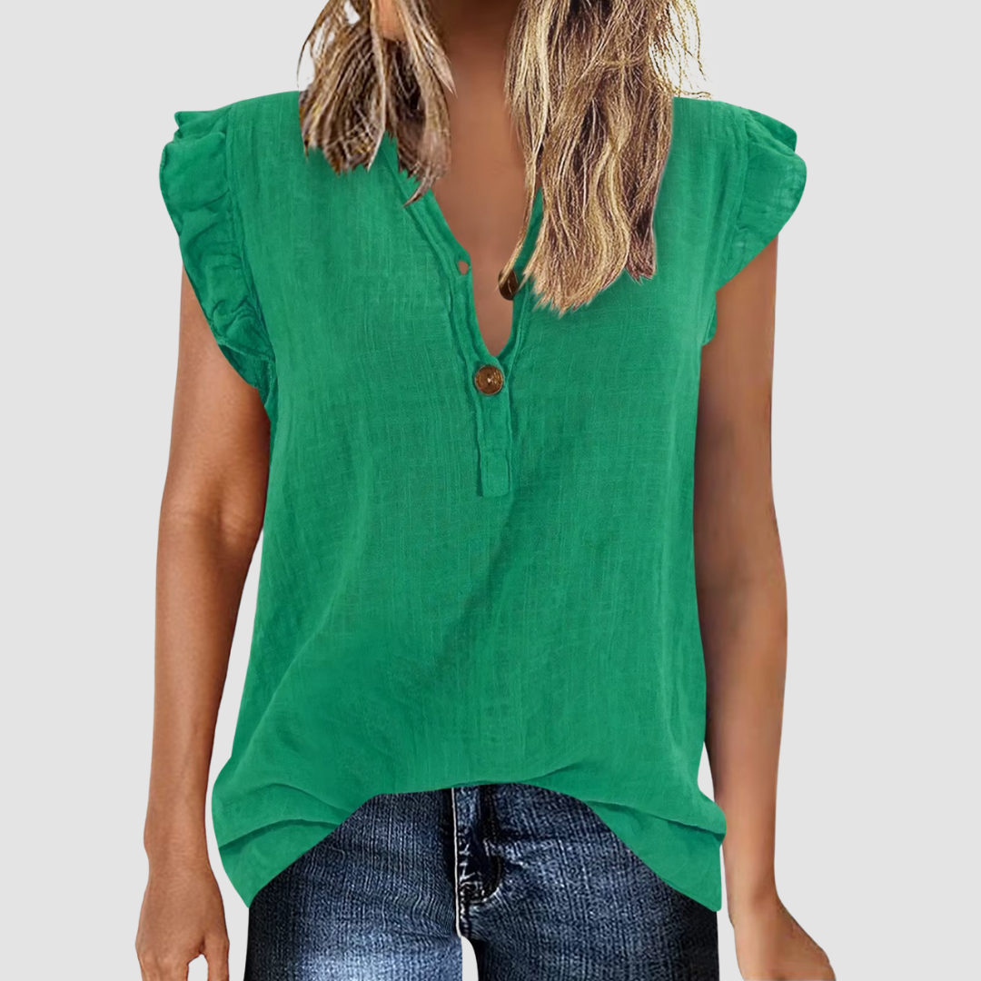 Versatile women's casual blouse, button placket, elegant and comfortable for spring and summer.