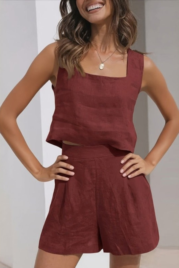 Stylish women's summer shorts set with a flattering fit, perfect for beachwear, vacation, and warm weather outfits.