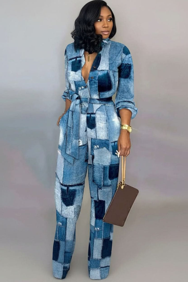 Stylish V-neck jumpsuit for women, offering effortless comfort & a chic look. Perfect for any casual occasion.
