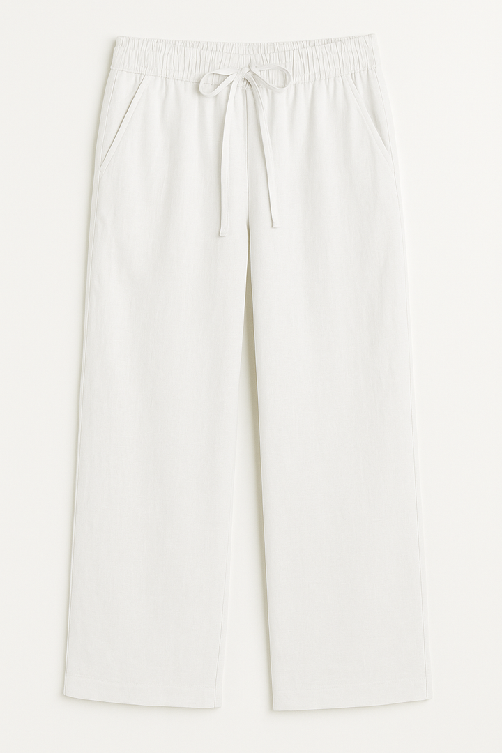 Versatile women's summer trousers, wide-leg and relaxed fit, perfect for effortless casual and comfortable warm weather style.
