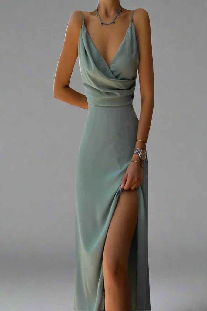 Elegant women's party maxi dress with a stylish design. Long comfortable dress for special occasions & fashion.