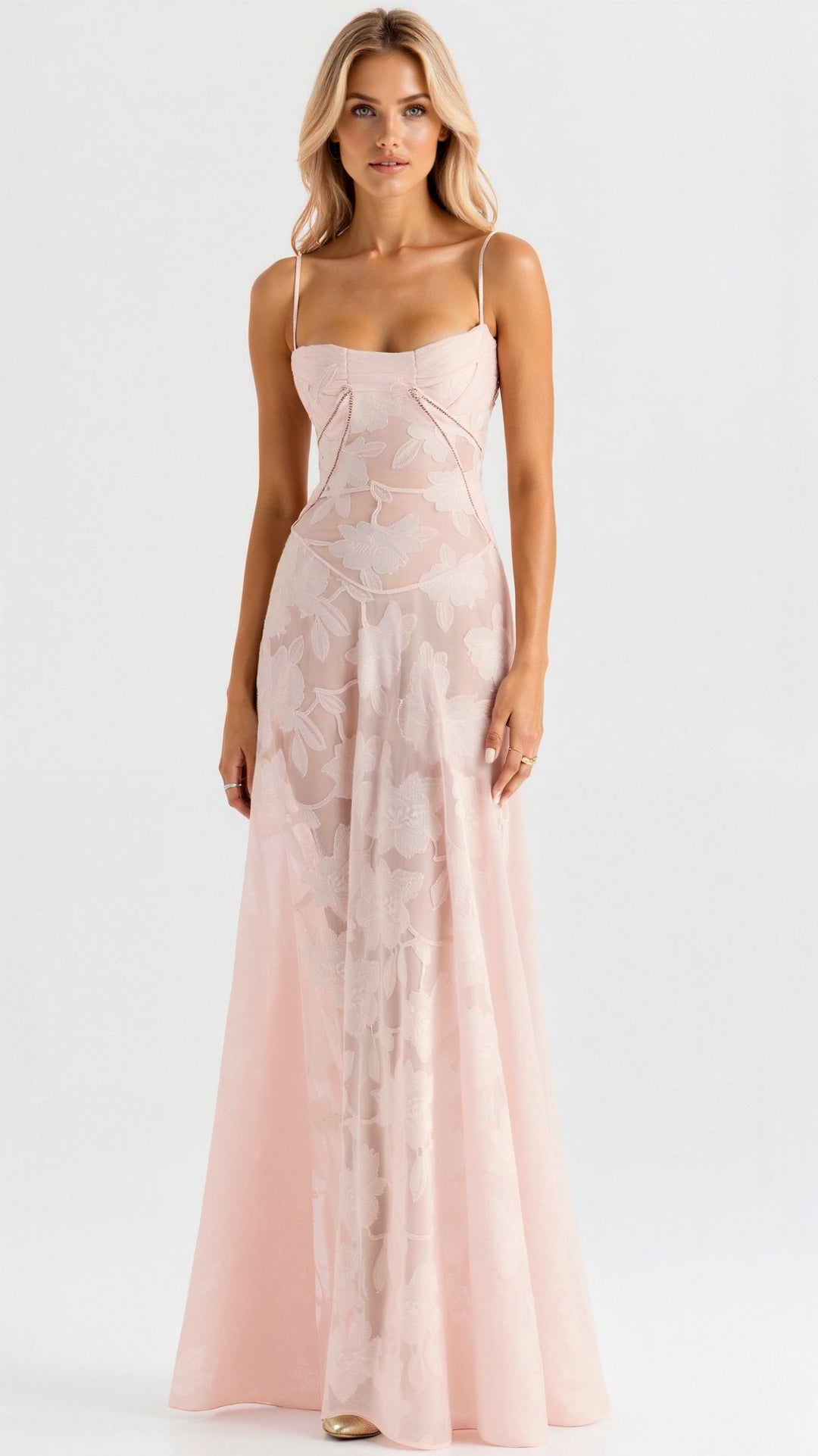 Formal event women's elegant strap maxi dress, perfect for wedding guests & evening parties.