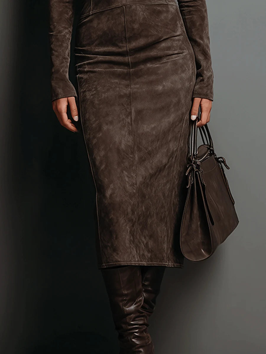 Women's fashionable long sleeve bodycon bandage midi dress with turtleneck for evening, formal, or party events.