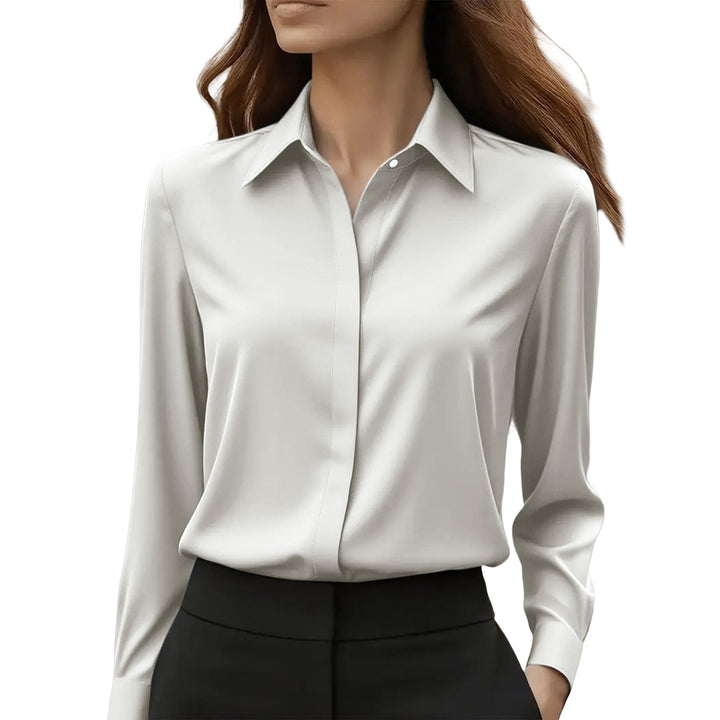 Women's versatile button blouse, an elegant long-sleeve top perfect for stylish office & workwear.