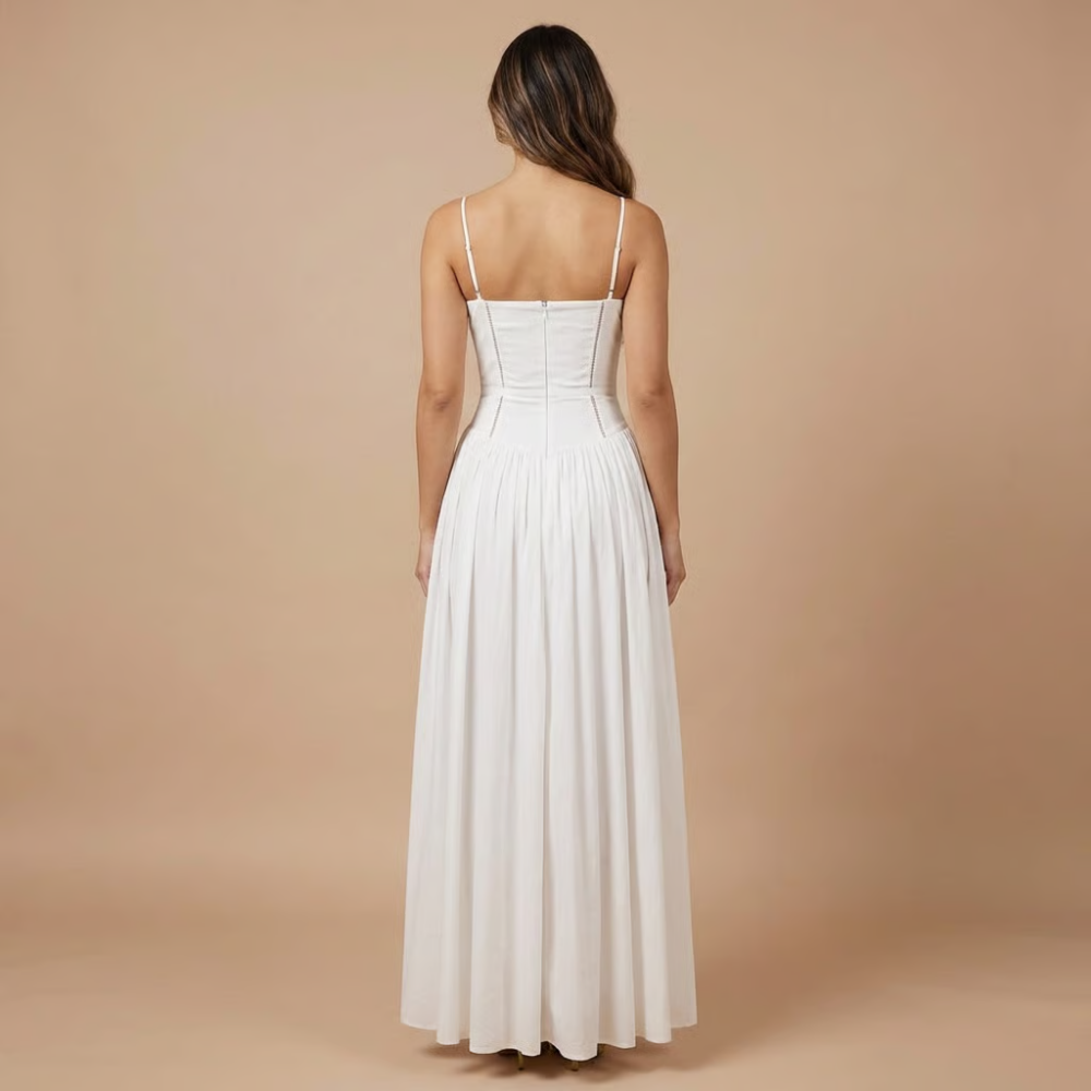 Beautiful floral midi dress for women, elegant corset style, straight neck. A stunning choice for any occasion.