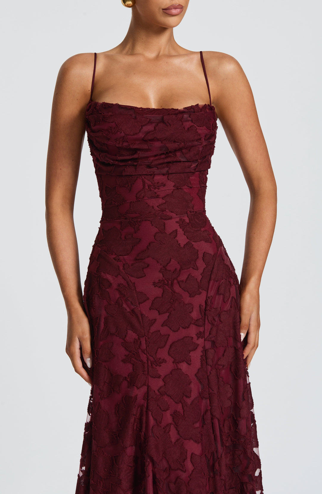 Summer floral maxi dress: women's A-line style, sleeveless, with a graceful waterfall neckline & lace-up back.