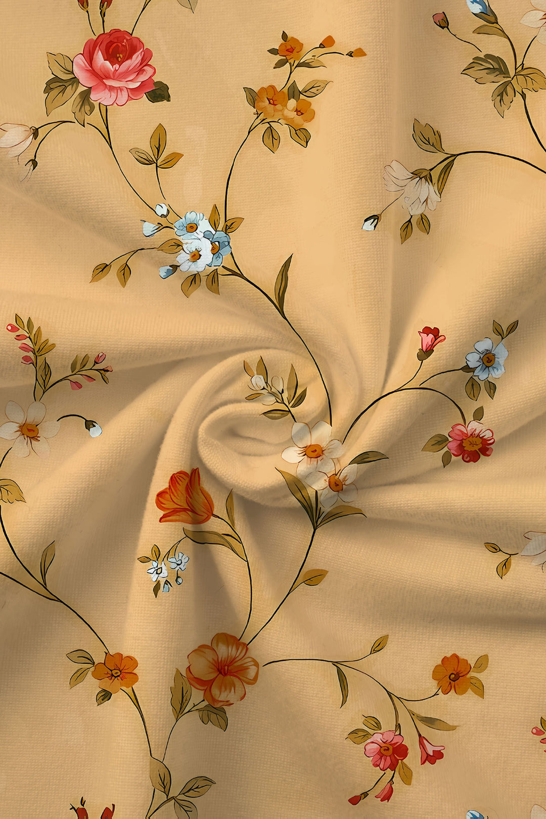 Flattering women's floral print midi wrap dress. Elegant multicolour design, ideal for spring fashion & summer events.