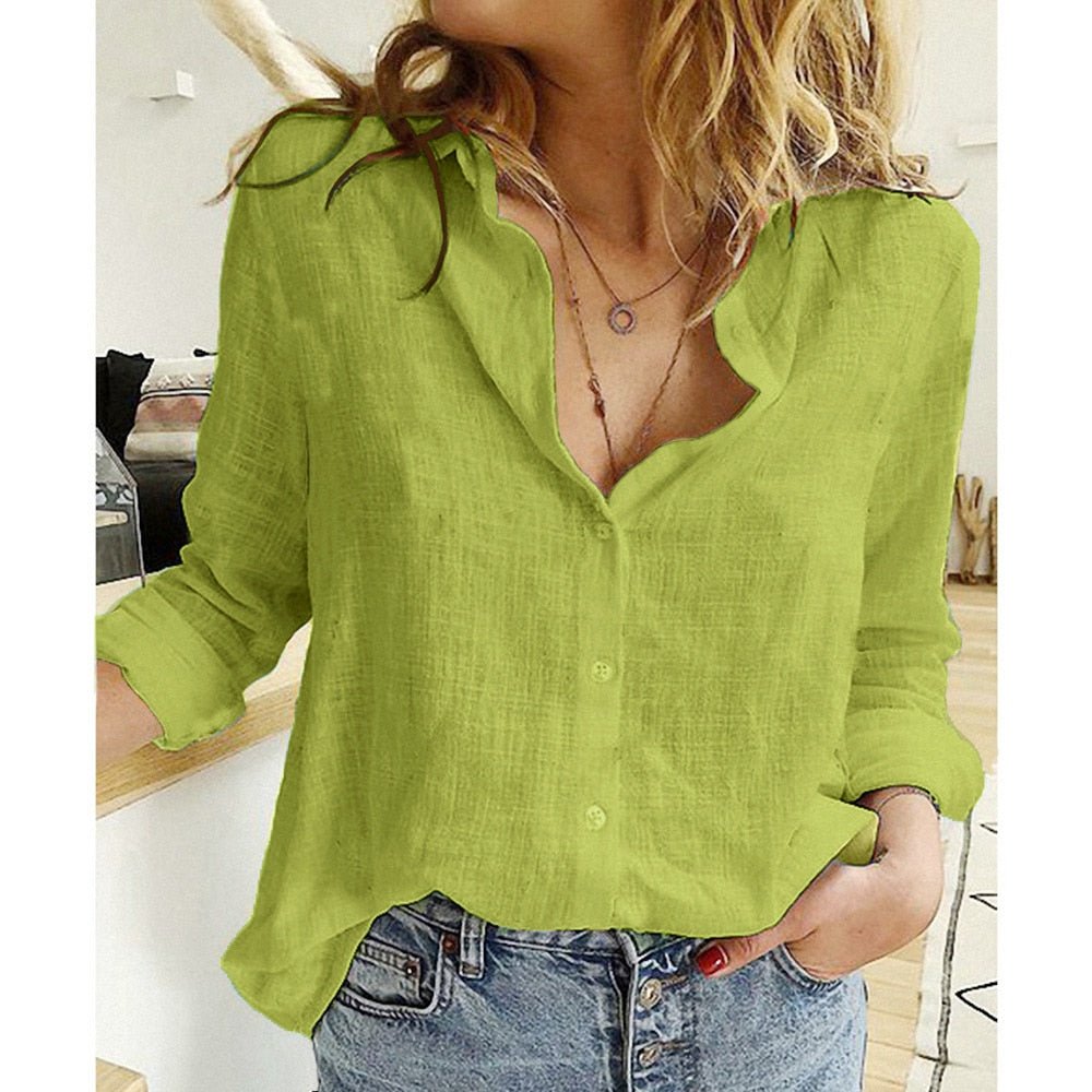 Summer-ready women's flowy blouse, a versatile and elegant top for both casual and work fashion.