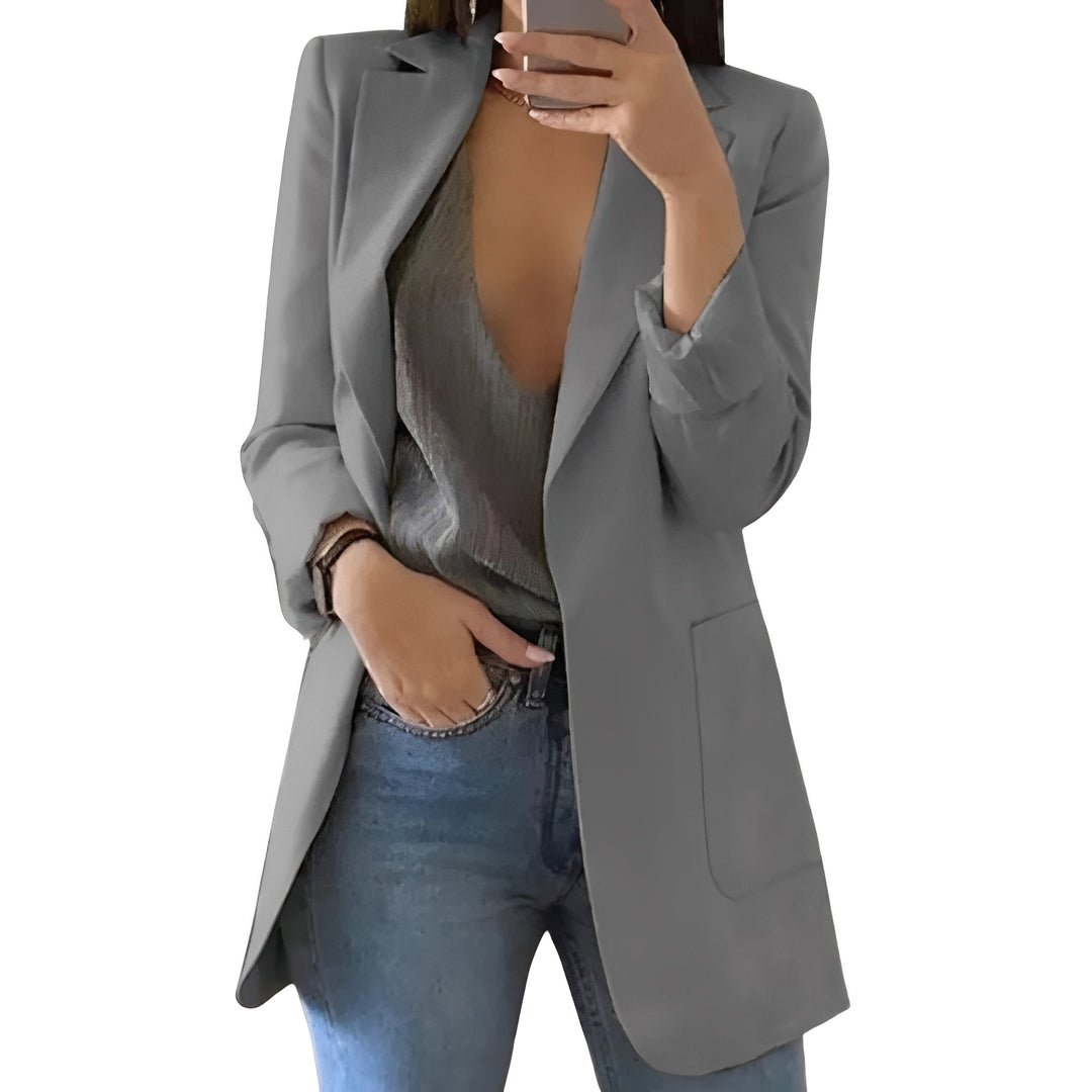 Versatile women's open front blazer. Stylish, comfortable, and ideal for office or smart casual looks.