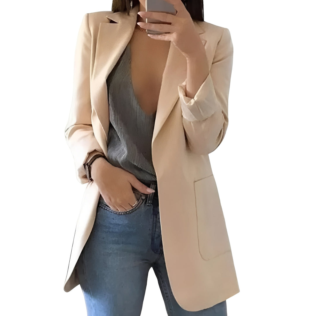 Stylish women's open front blazer. A versatile, elegant, and professional tailored jacket for work.