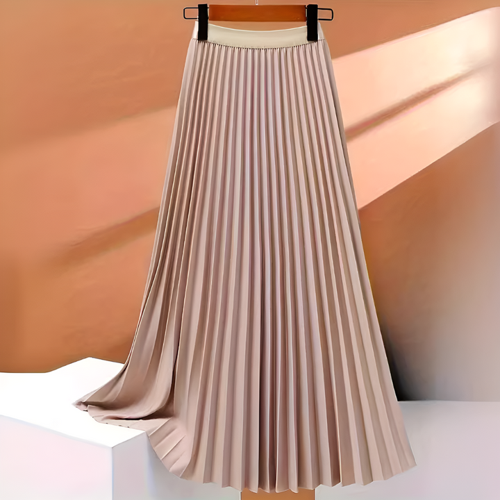 New elegant women's pleated high-waist midi skirt, a modern and chic staple for versatile fashion.