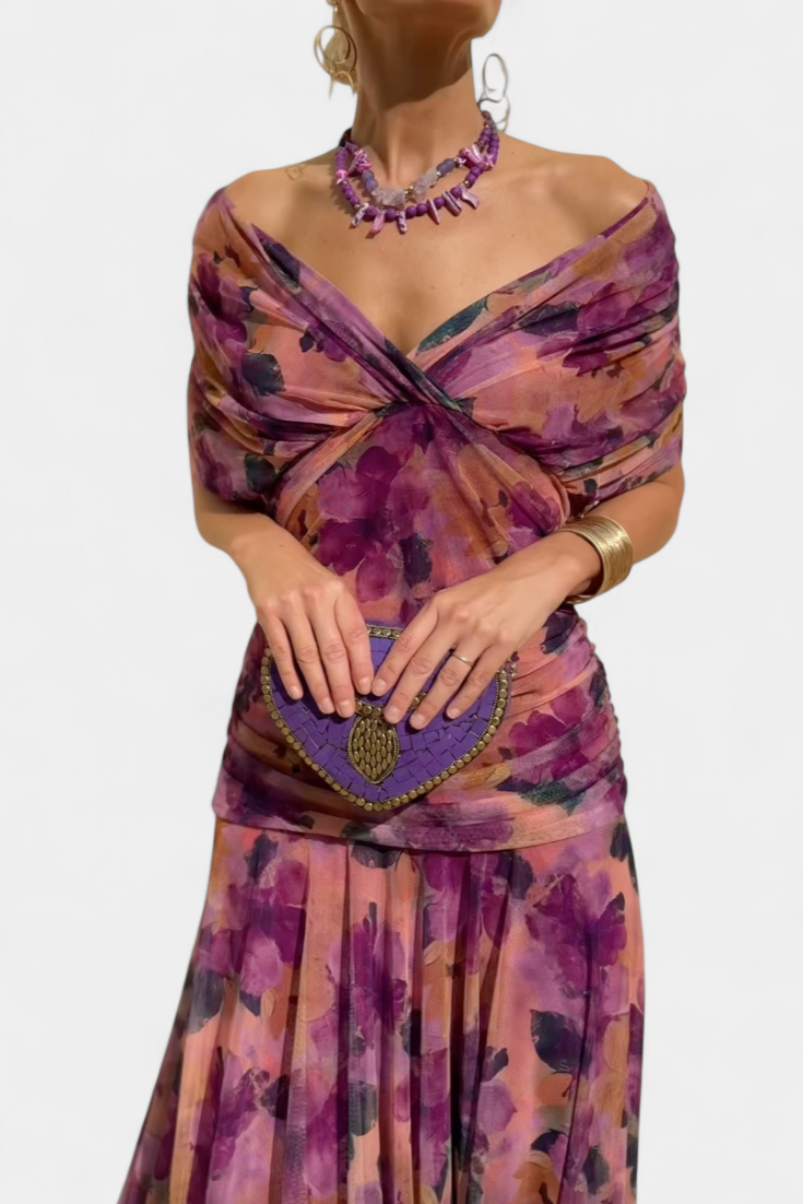 Long women's pleated dress, perfect elegant formal wear for any special occasion.
