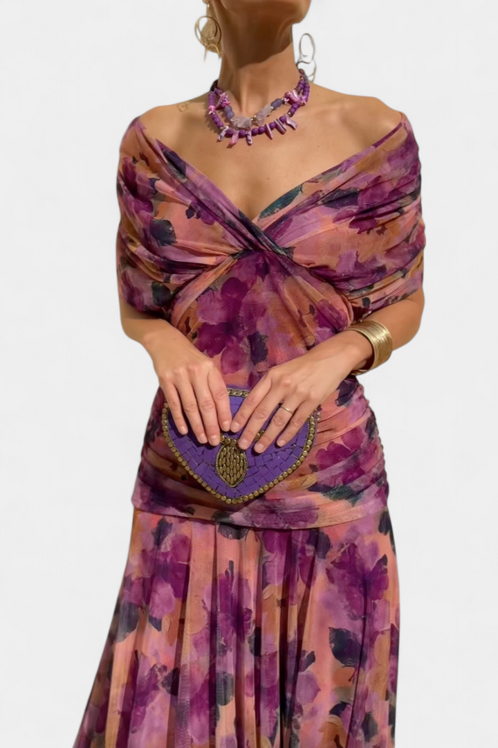 Long women's pleated dress, perfect elegant formal wear for any special occasion.