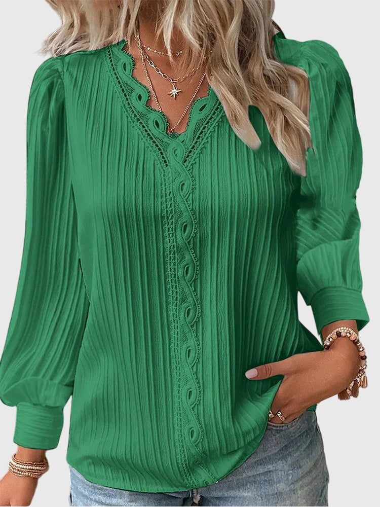 Professional women's pullover blouse, dressy long sleeve top, perfect for workwear & events.