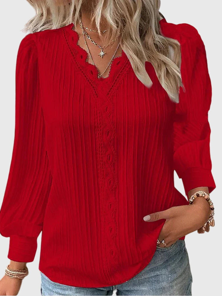 Chic women's pullover blouse, elegant long sleeve top for a sophisticated & versatile look.