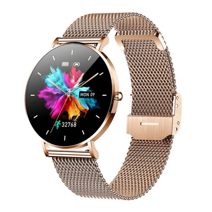 Women's elegant slim smartwatch. Rose gold with health & activity tracking for modern women.