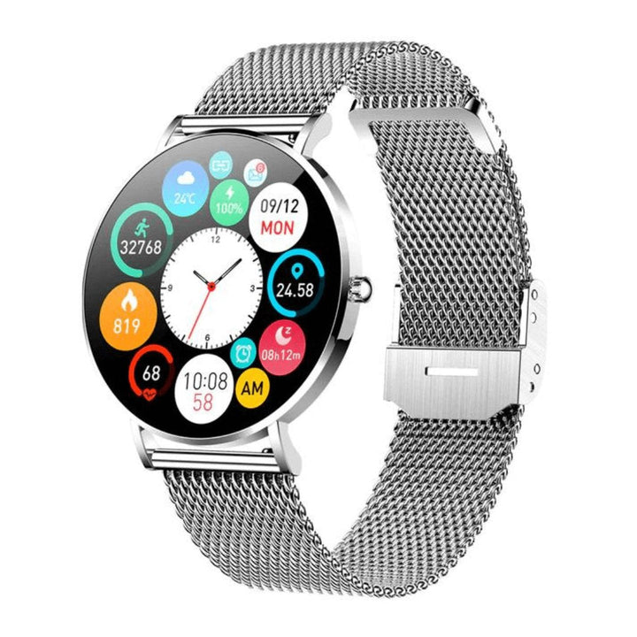 Elegant women's smartwatches in rose gold & silver. Slim design with health & activity tracking.