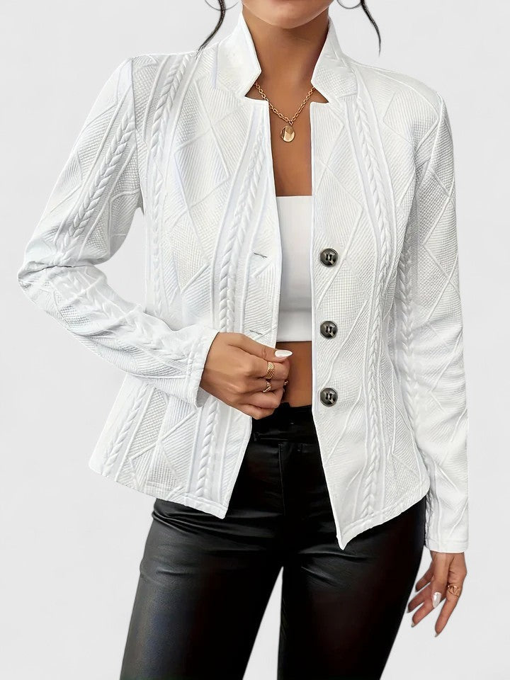 Women's elegant structured blazer, perfect for polished office wear & sophisticated day-to-night style.