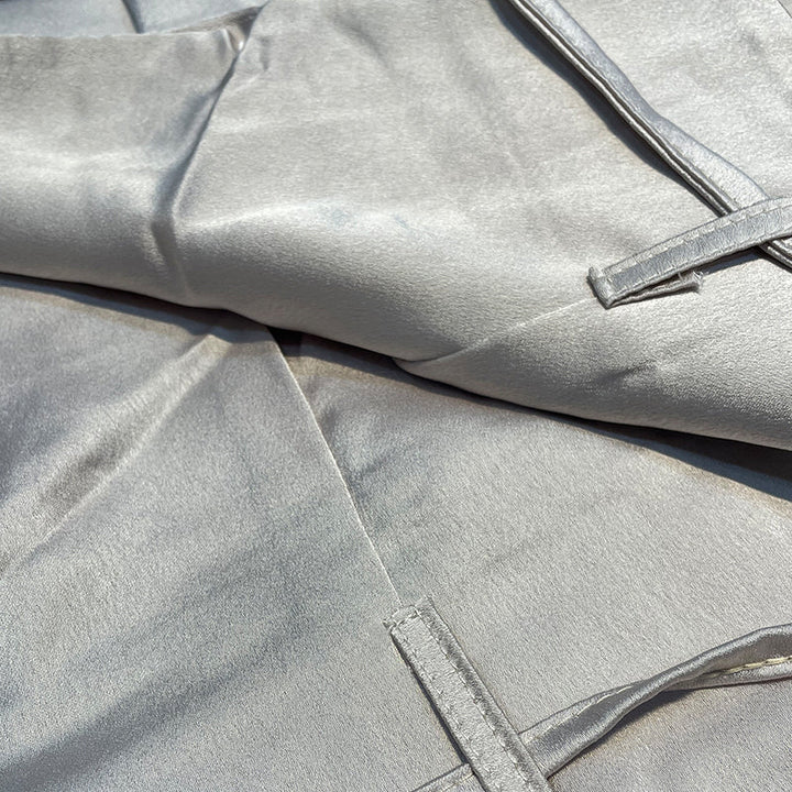 Comfortable women's two-piece matching set. Elegant cotton linen blend blouse & trousers for chic loungewear or casual fashion.