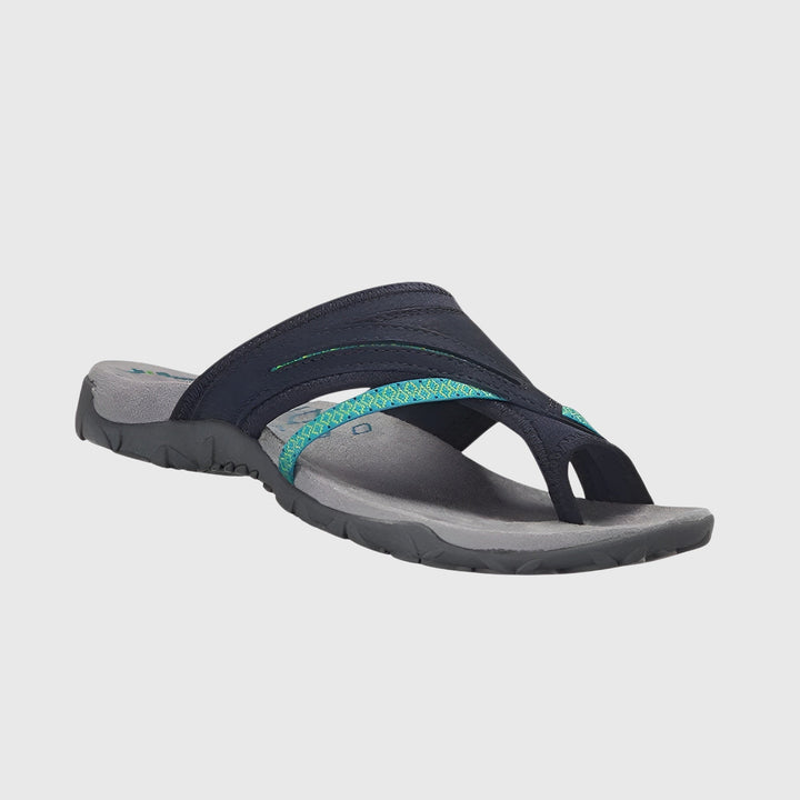 Comfortable women's walking sandals, ergonomic arch support for active wear.