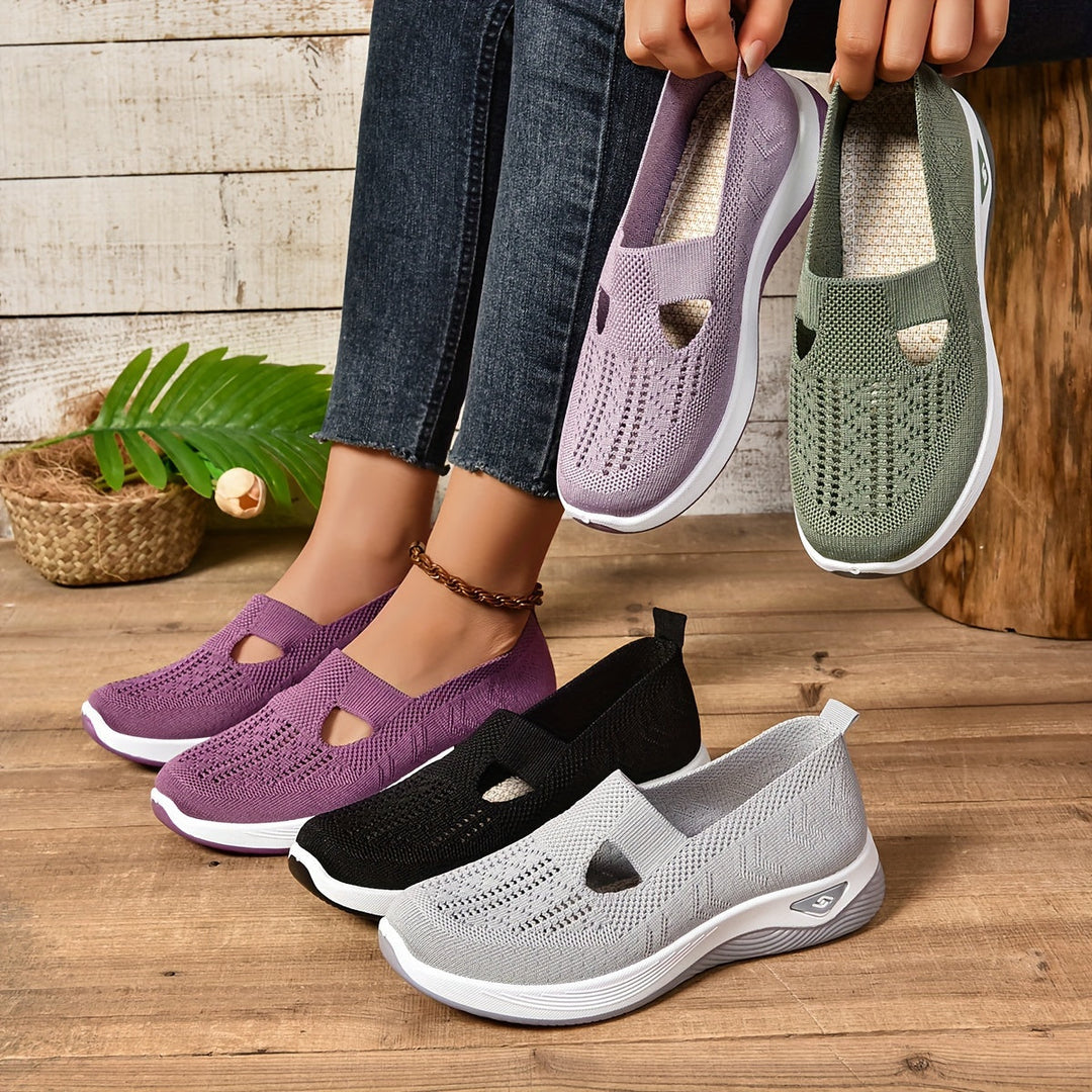 Women's ergonomic slip-on sneakers for all-day comfort. Perfect lightweight casual walking shoes.