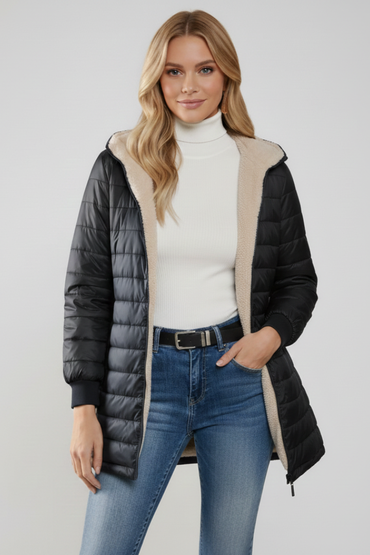 Versatile women's everyday hooded zip jacket for comfort. Ideal ladies' outerwear for fall & spring.