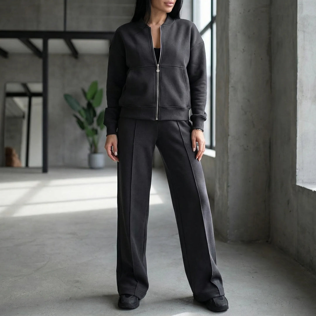 Women's Evie regular fit straight leg trousers set, a versatile two-piece outfit.
