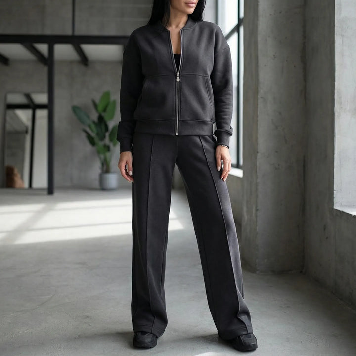 Women's Evie regular fit straight leg trousers set, a versatile two-piece outfit.